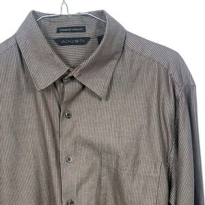 AXIST Mens Long Sleeve Button Down Shirt Classic Fit Striped Size L